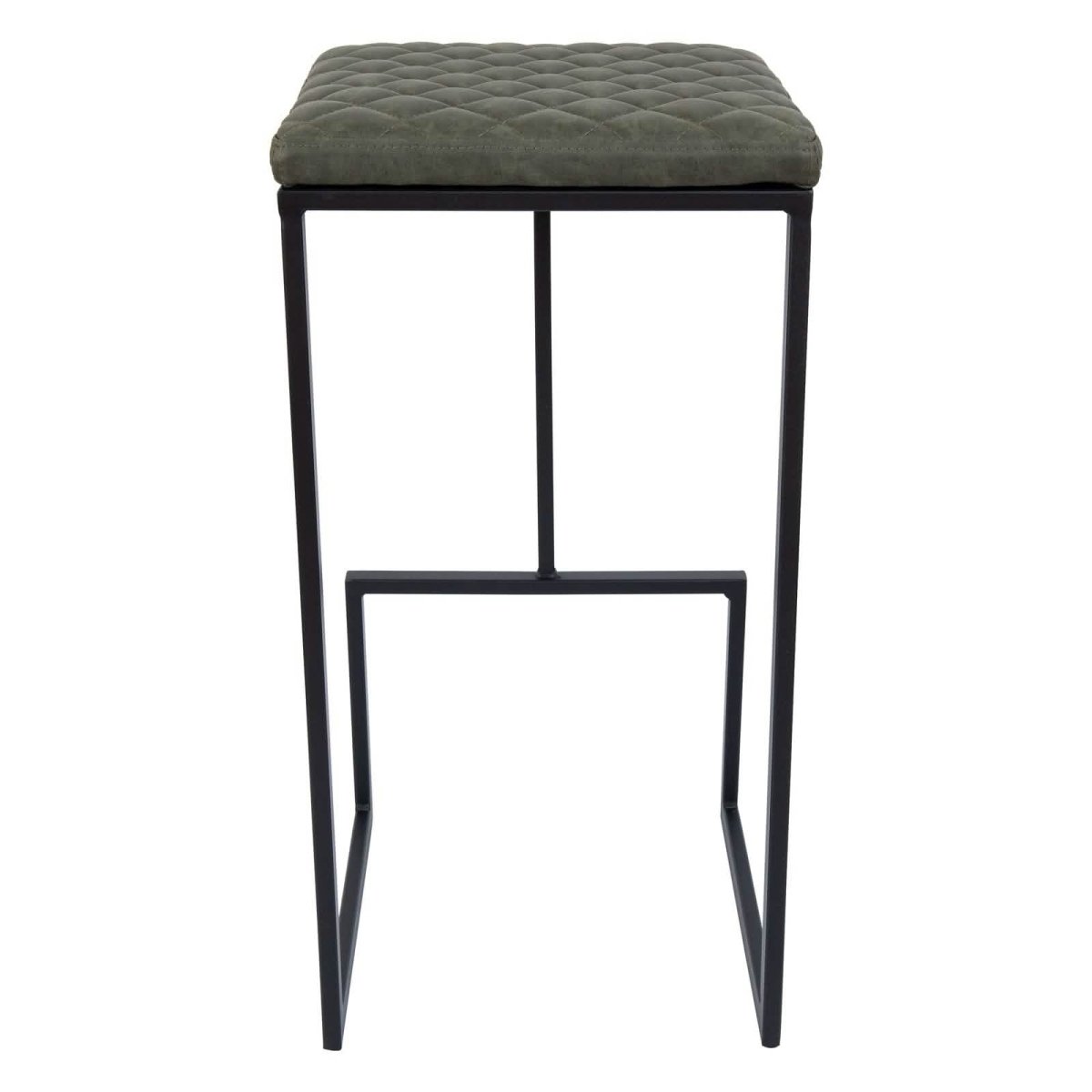 Quincy Leather Bar Stools With Metal Frame Olive Green Leisuremod