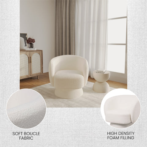 Raze Accent Chair Upholstered in Boucle/Linen/Velvet Armchair with Removable Round Base