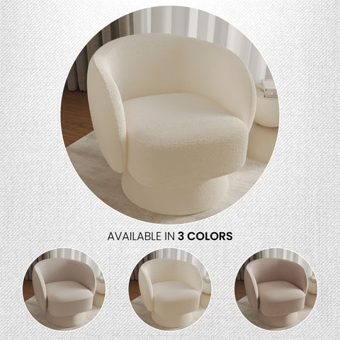 Raze Accent Chair Upholstered in Boucle/Linen/Velvet Armchair with Removable Round Base