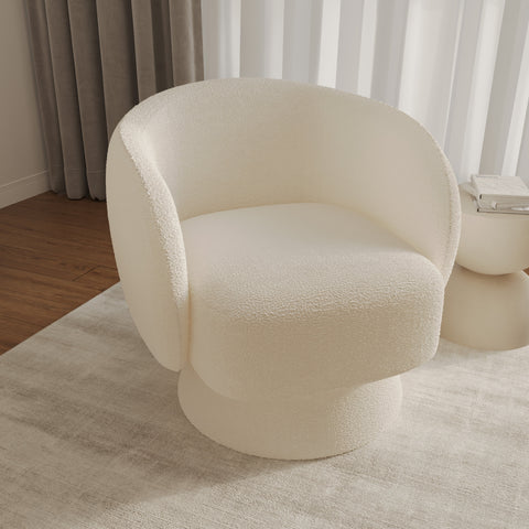 Raze Accent Chair Upholstered in Boucle/Linen/Velvet Armchair with Removable Round Base