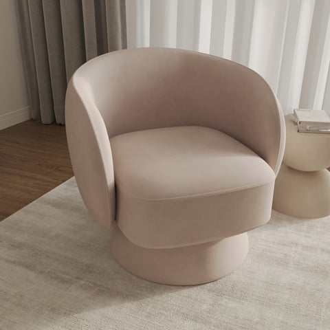 Raze Accent Chair Upholstered in Boucle/Linen/Velvet Armchair with Removable Round Base