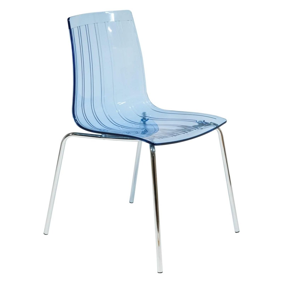 Ralph Modern Pinstripe Design Dining Chair in Chrome