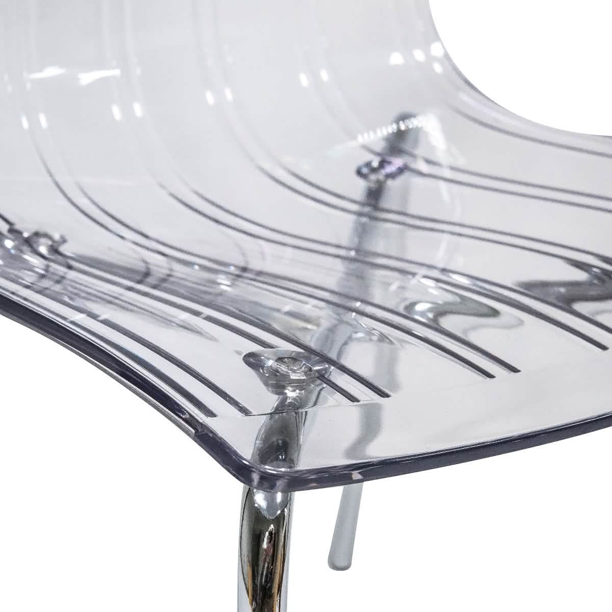Ralph Modern Pinstripe Design Dining Chair in Chrome