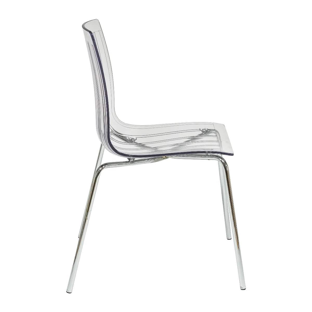 Ralph Modern Pinstripe Design Dining Chair in Chrome