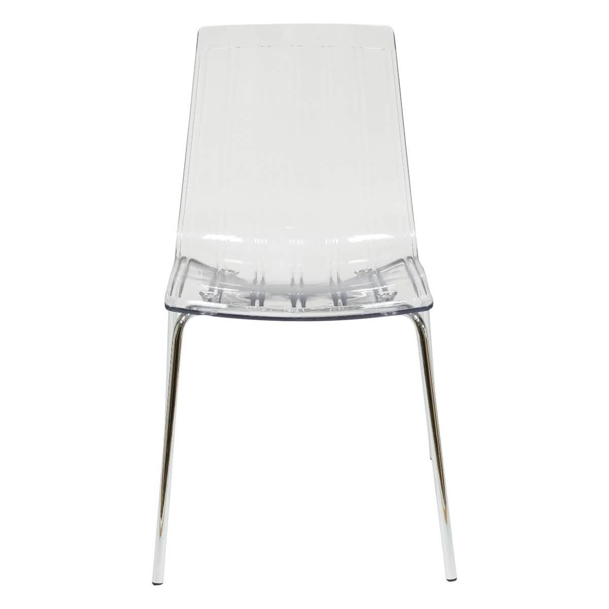 Ralph Modern Pinstripe Design Dining Chair in Chrome