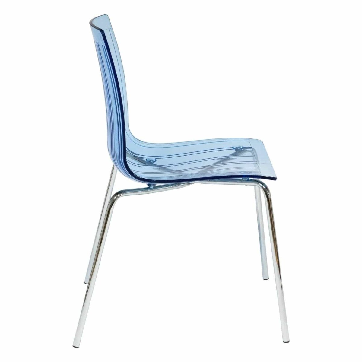 Ralph Modern Pinstripe Design Dining Chair in Chrome