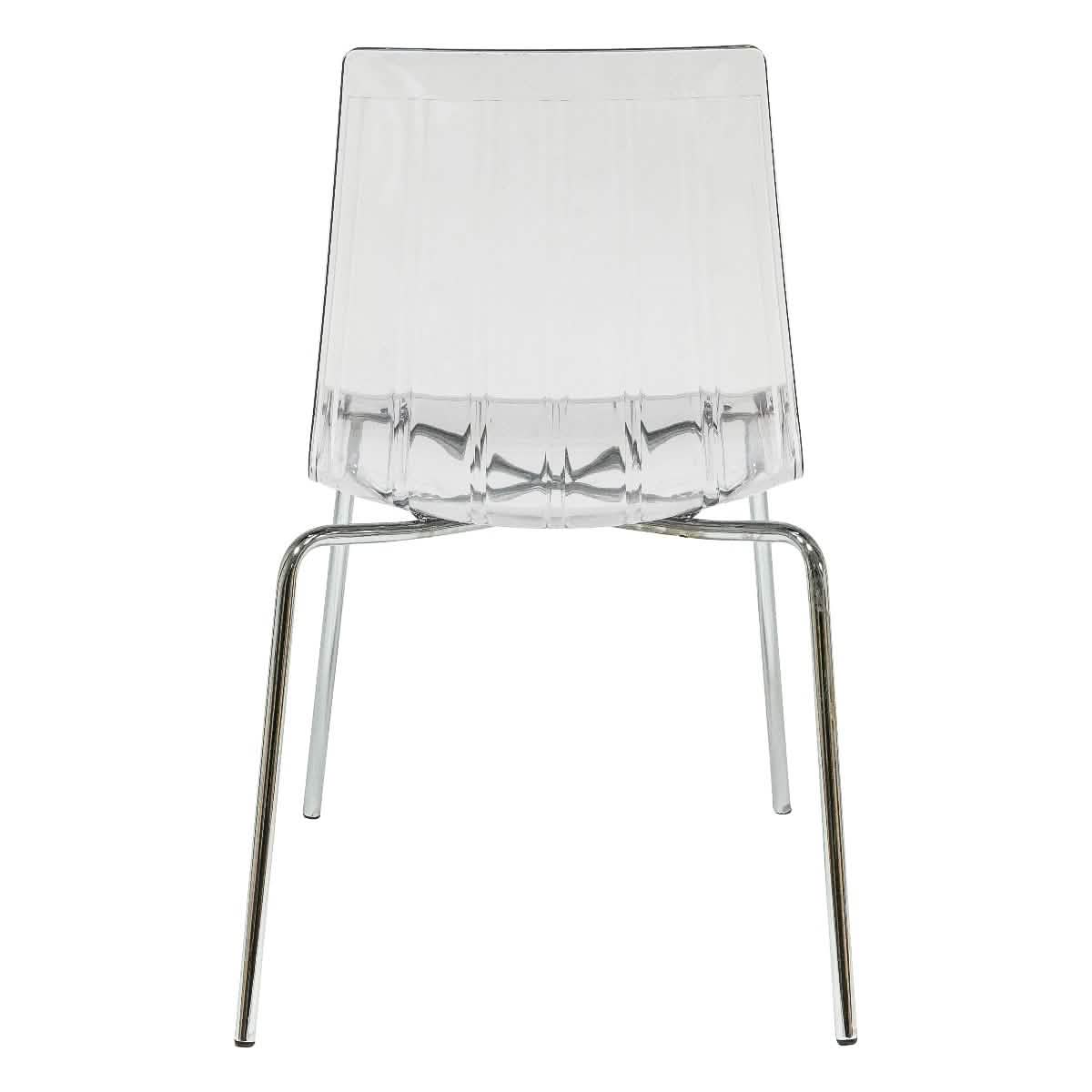 Ralph Modern Pinstripe Design Dining Chair in Chrome