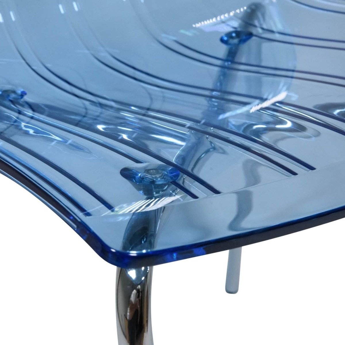 Ralph Modern Pinstripe Design Dining Chair in Chrome