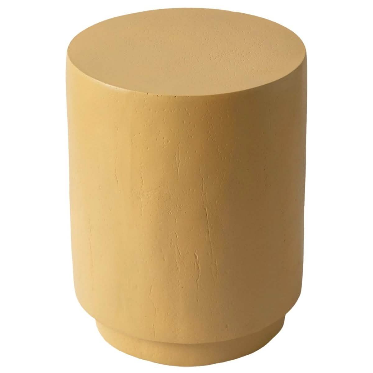 Ramble 14" Wide Round Side Fiberstone Table With Travertine/Painted Finish Tapered Base