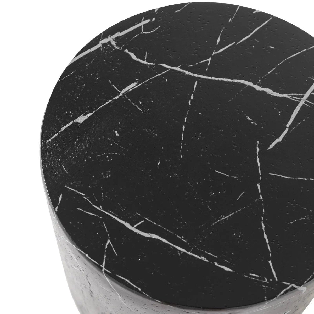 Ramble 14" Wide Round Side Table – Modern Fiberstone Accent End Table for Indoor Outdoor