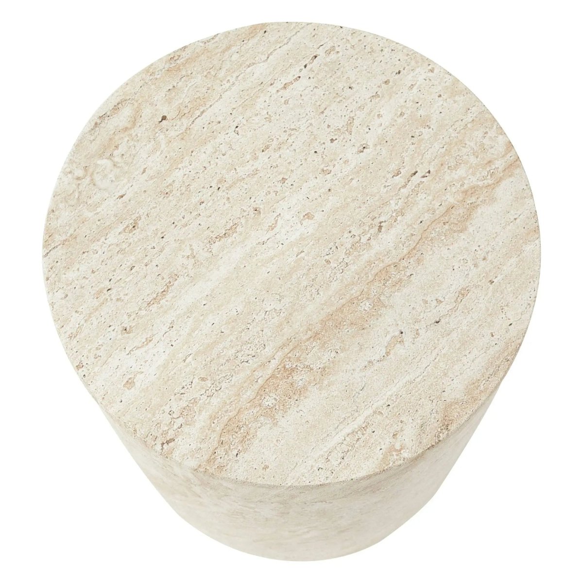 Ramble 14" Wide Round Side Table – Modern Fiberstone Accent End Table for Indoor Outdoor