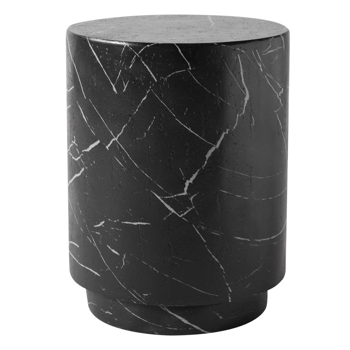 Ramble 14" Wide Round Side Table – Modern Fiberstone Accent End Table for Indoor Outdoor