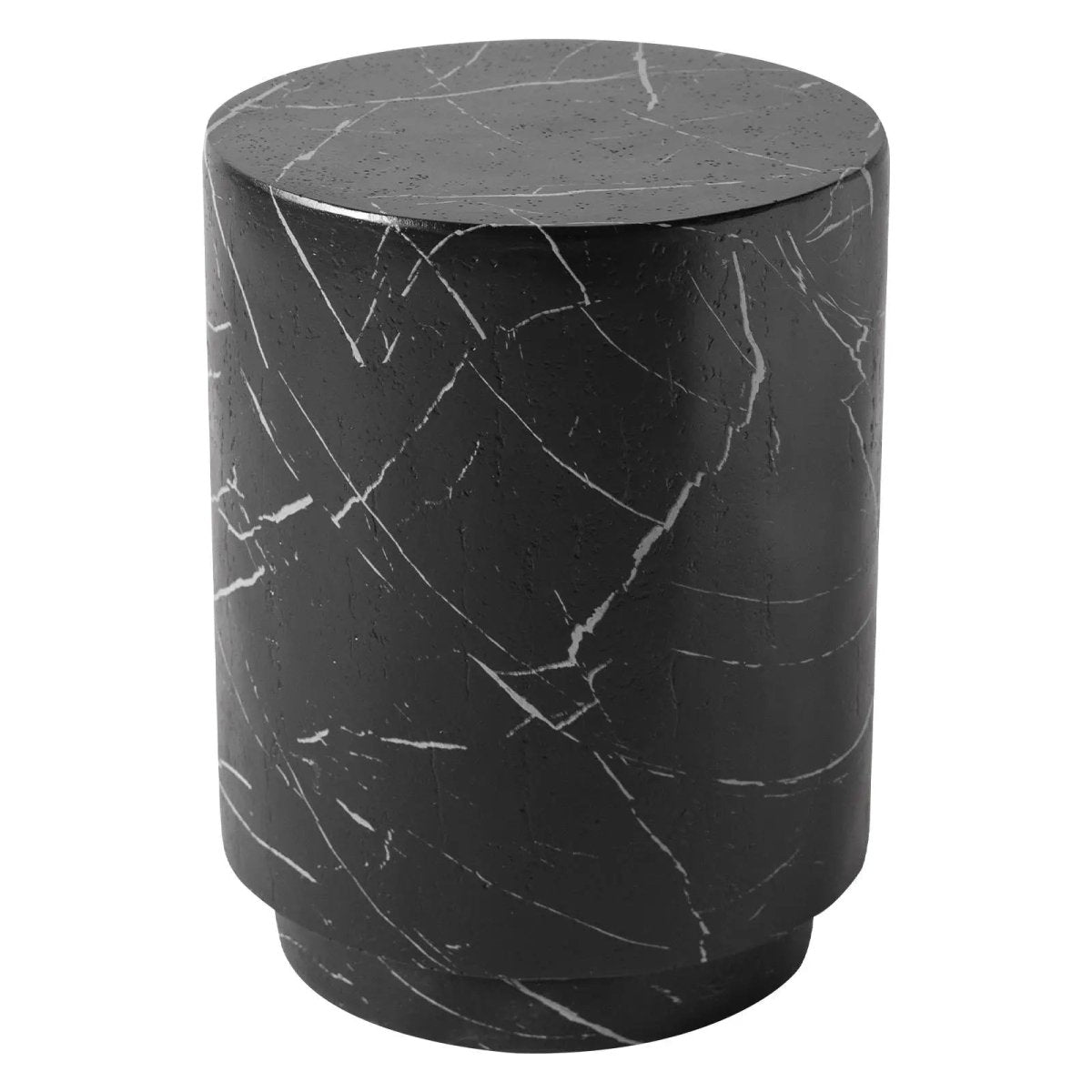 Ramble 14" Wide Round Side Table – Modern Fiberstone Accent End Table for Indoor Outdoor