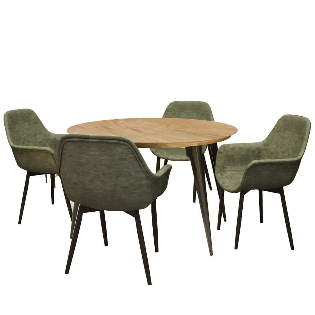 Ravenna 5 - Piece Dining Set 47" Round Dining Table 4 Leather Dining Chairs