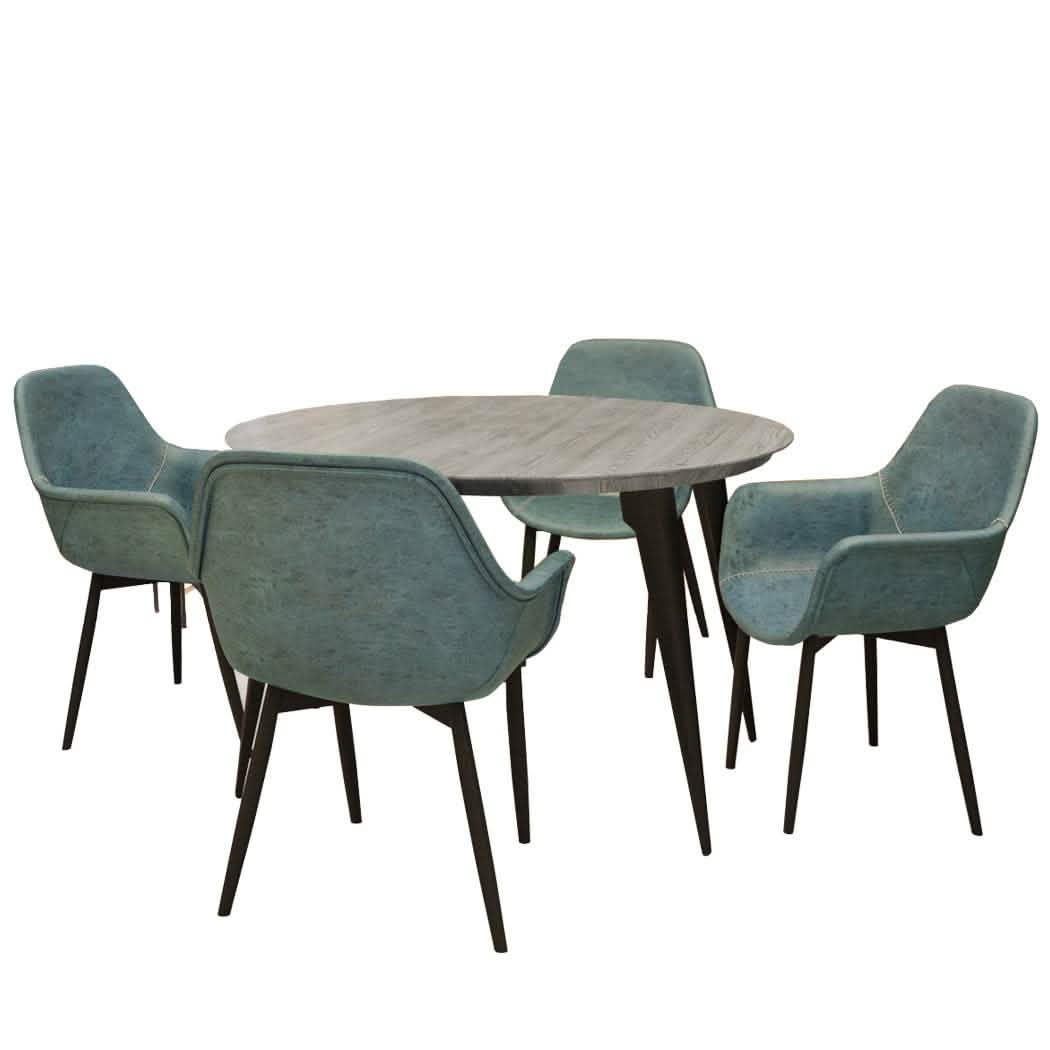 Ravenna 5 - Piece Dining Set 47" Round Dining Table 4 Leather Dining Chairs