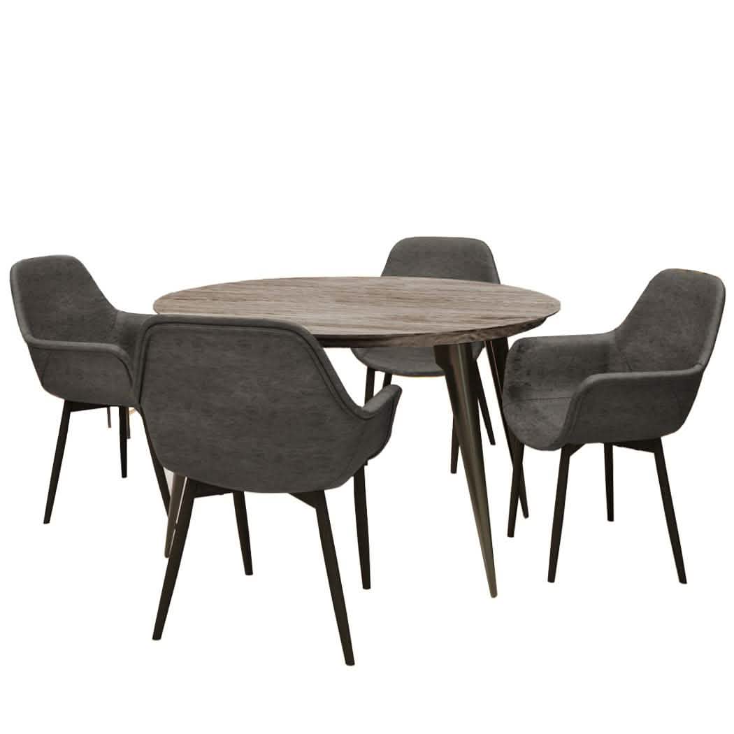 Ravenna 5 - Piece Dining Set 47" Round Dining Table 4 Leather Dining Chairs