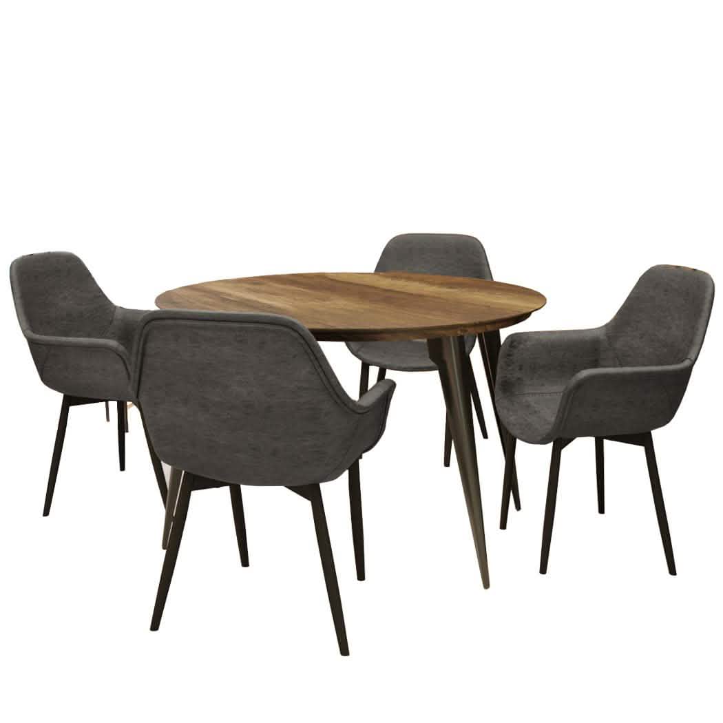 Ravenna 5 - Piece Dining Set 47" Round Dining Table 4 Leather Dining Chairs
