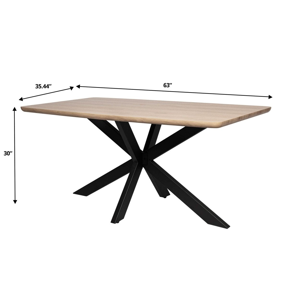 Ravenna 5 - Piece Dining Set with 63" Rectangular Dining Table in Maple with 4 Velvet Dining Chairs in Black Steel Legs