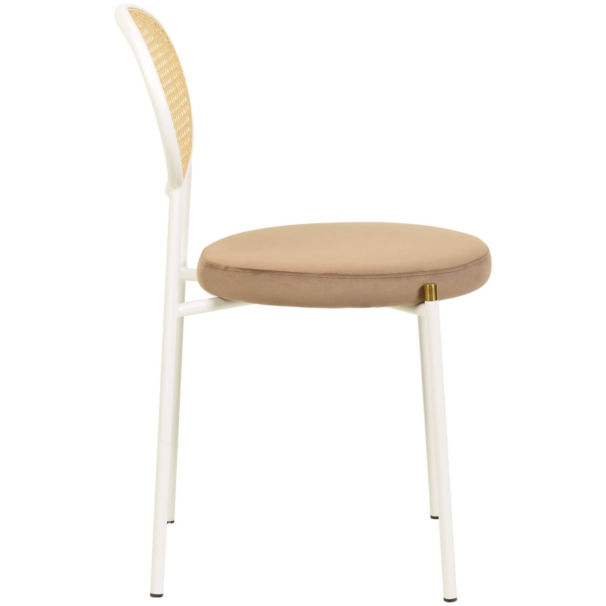 Ravenna 5 - Piece Dining Set with 63" Rectangular Dining Table in Maple with 4 Velvet Dining Chairs in White Steel Legs