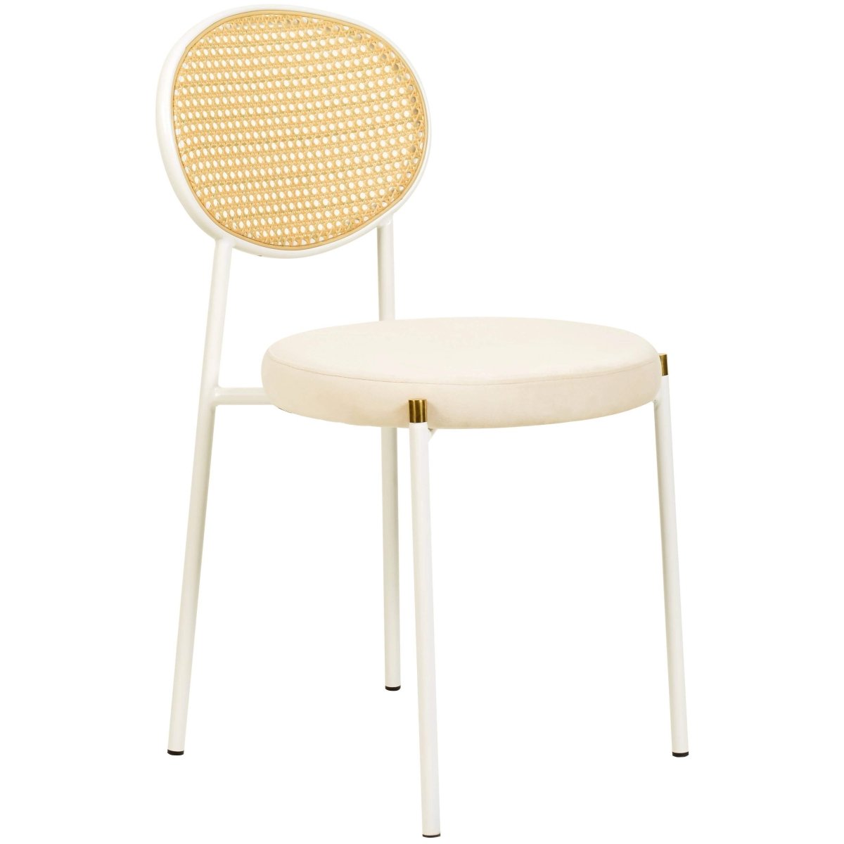 Ravenna 5 - Piece Dining Set with 63" Rectangular Dining Table in Maple with 4 Velvet Dining Chairs in White Steel Legs