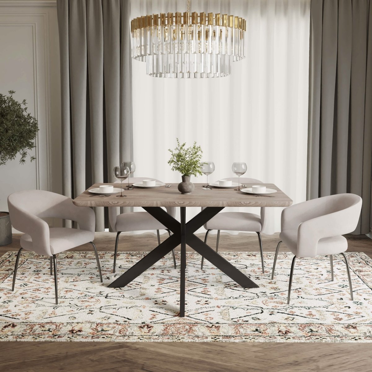 Ravenna 5 - Piece Dining Set with Rectangular Dining Table in Maple and 6 Dining Chairs