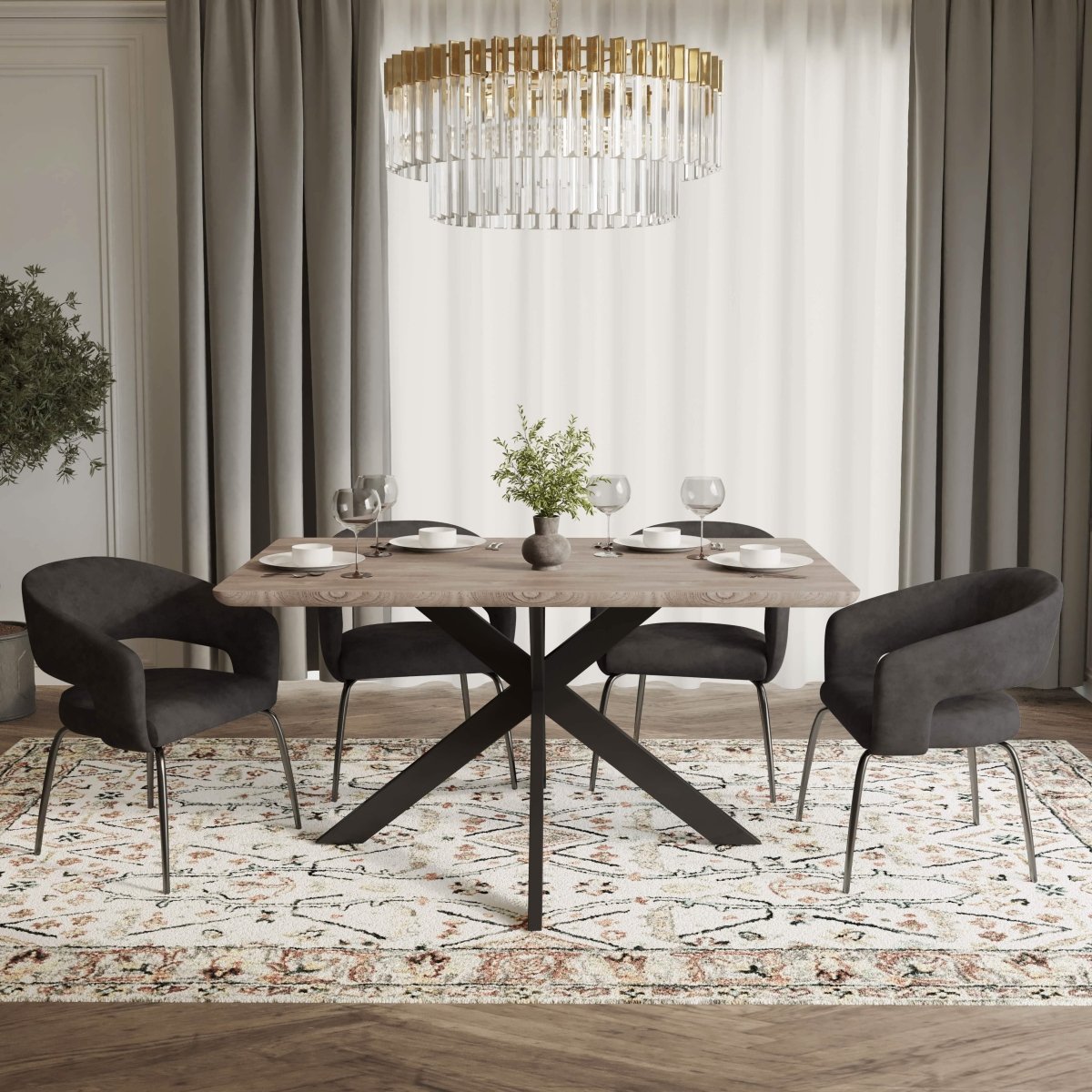Ravenna 5 - Piece Dining Set with Rectangular Dining Table in Maple and 6 Dining Chairs