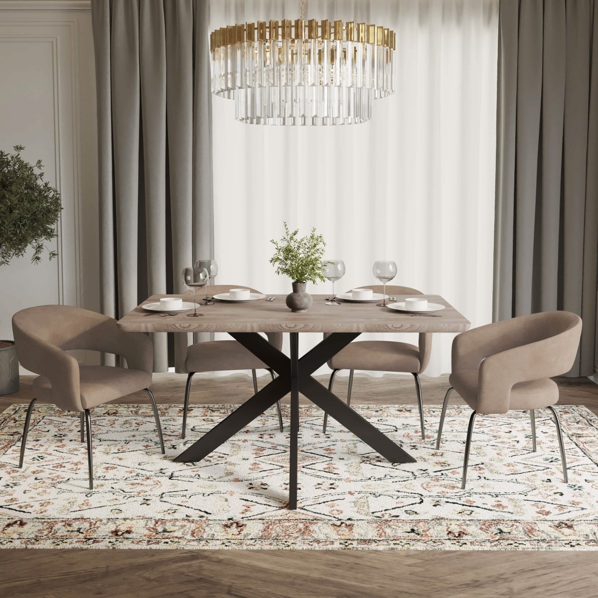 Ravenna 5 - Piece Dining Set with Rectangular Dining Table in Maple and 6 Dining Chairs