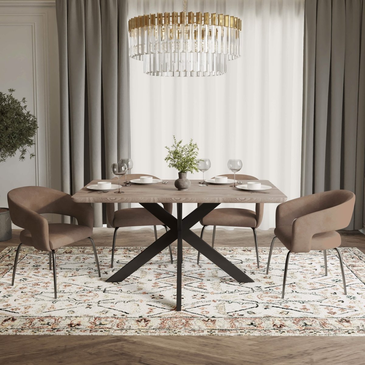 Ravenna 5 - Piece Dining Set with Rectangular Dining Table in Maple and 6 Dining Chairs