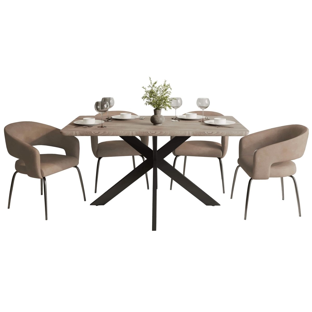 Ravenna 5 - Piece Dining Set with Rectangular Dining Table in Maple and 6 Dining Chairs