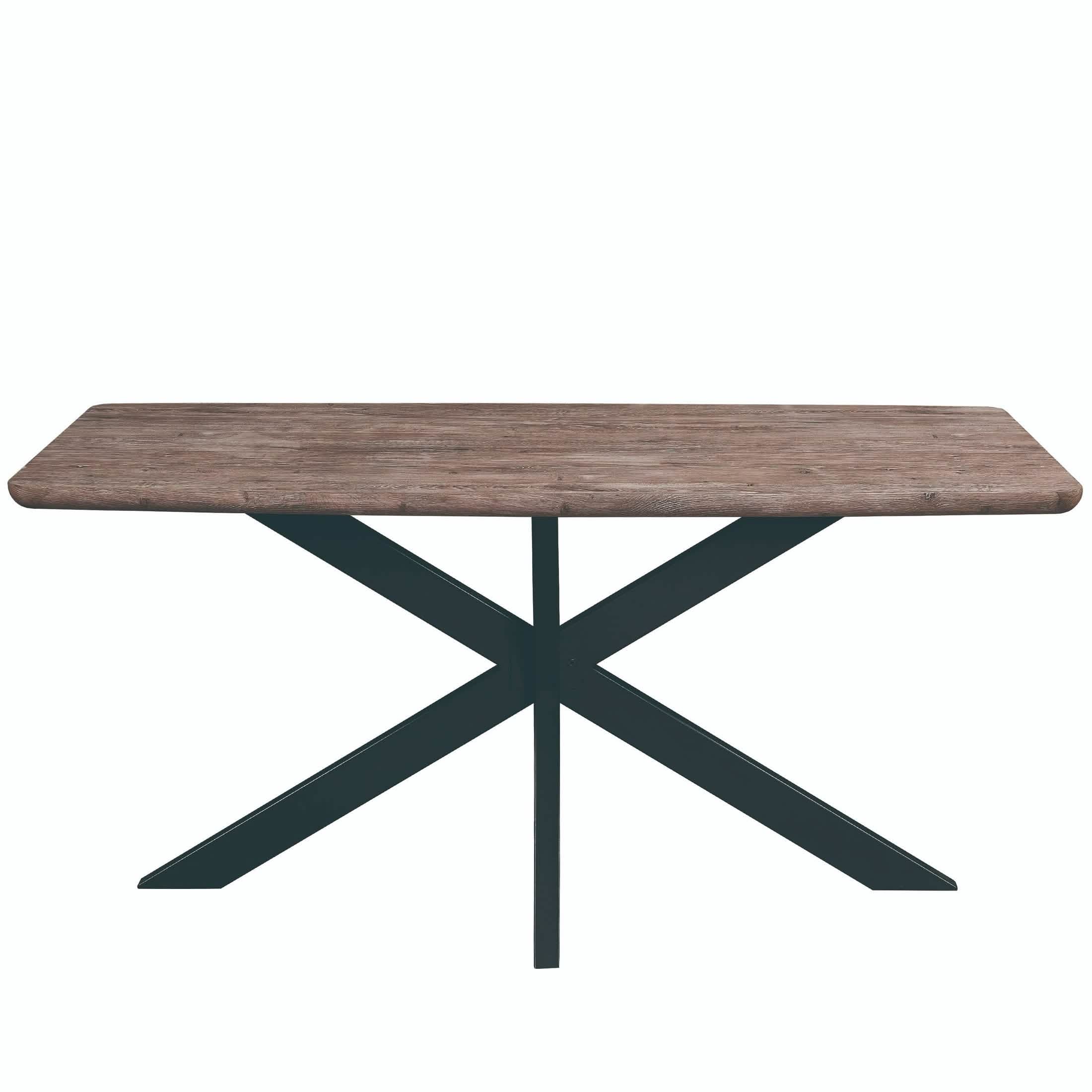 Ravenna 69" Rectangular Wood Dining Table with 6 Euston Wicker Dining Chairs Dining Set Leisuremod