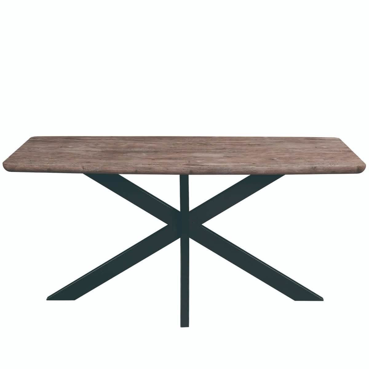 Ravenna 69" Rectangular Wood Dining Table with 6 Euston Wicker Dining Chairs Dining Set Leisuremod
