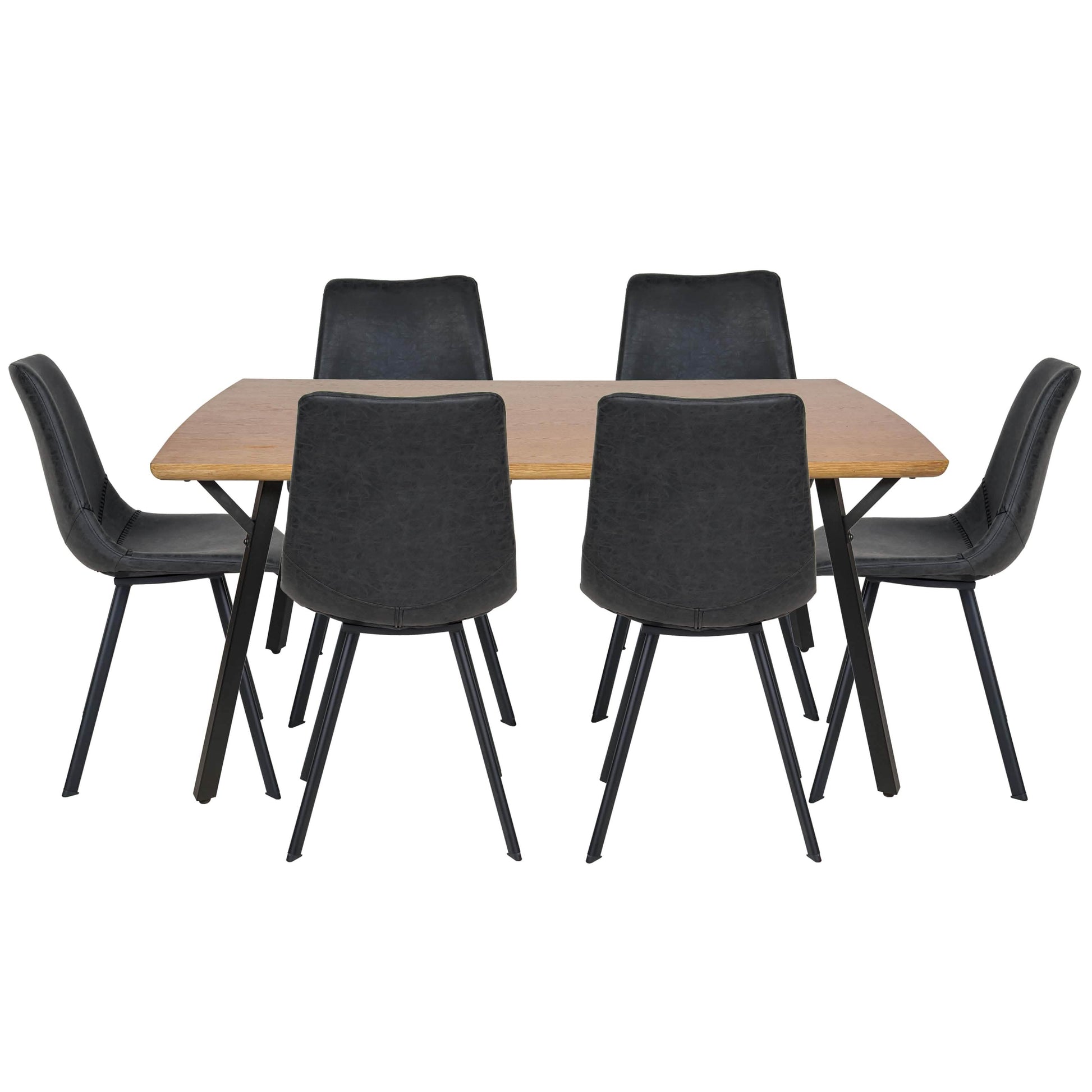 Ravenna 7 - Piece Dining Set with Rectangular Dining Table in Y - Shaped Joint Legs and 6 Leather Dining Side Chairs