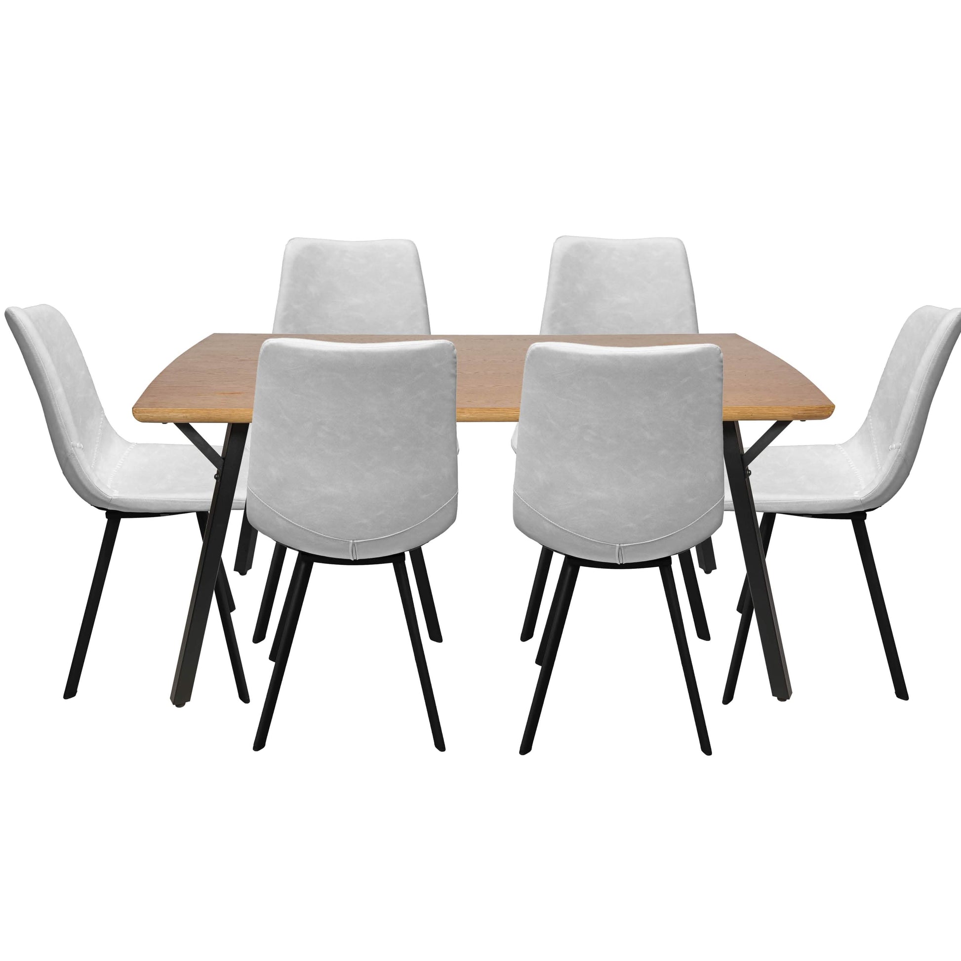 Ravenna 7 - Piece Dining Set with Rectangular Dining Table in Y - Shaped Joint Legs and 6 Leather Dining Side Chairs