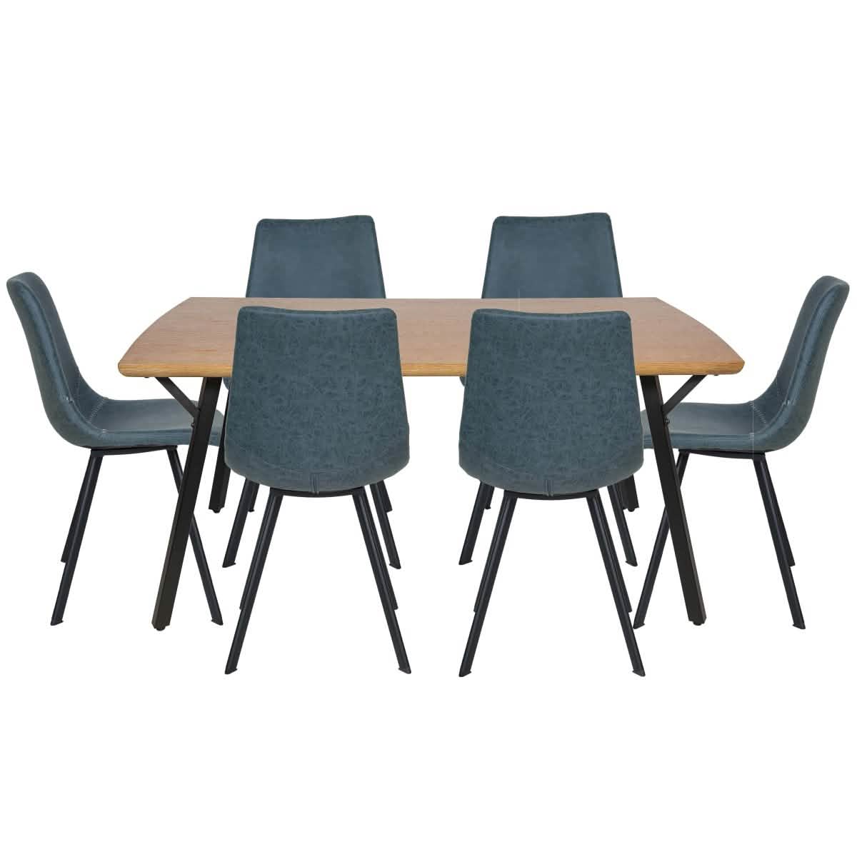 Ravenna 7 - Piece Dining Set with Rectangular Dining Table in Y - Shaped Joint Legs and 6 Leather Dining Side Chairs
