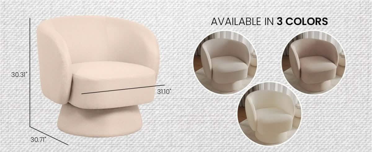 Raze Accent Chair Upholstered in Boucle/Linen/Velvet Armchair with Removable Round Base