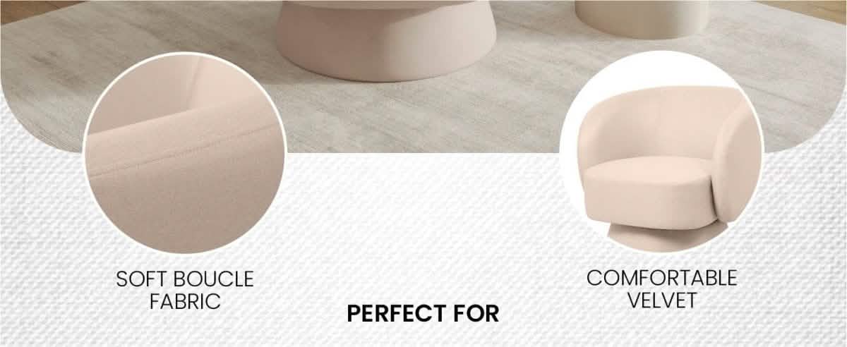 Raze Accent Chair Upholstered in Boucle/Linen/Velvet Armchair with Removable Round Base