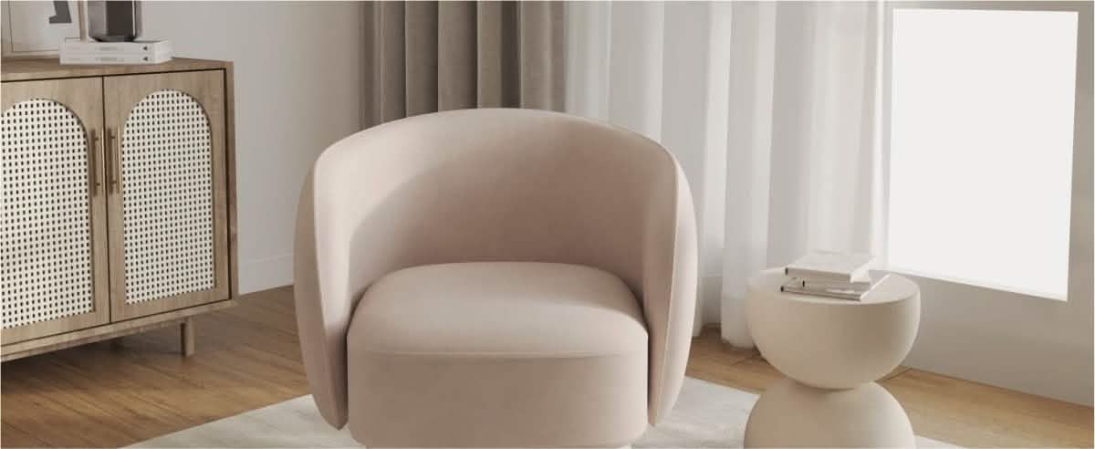 Raze Accent Chair Upholstered in Boucle/Linen/Velvet Armchair with Removable Round Base
