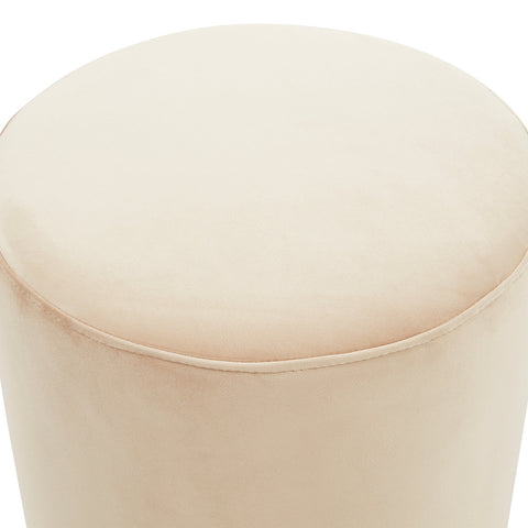 Remmey 16" Round Velvet Ottoman With Gold Base