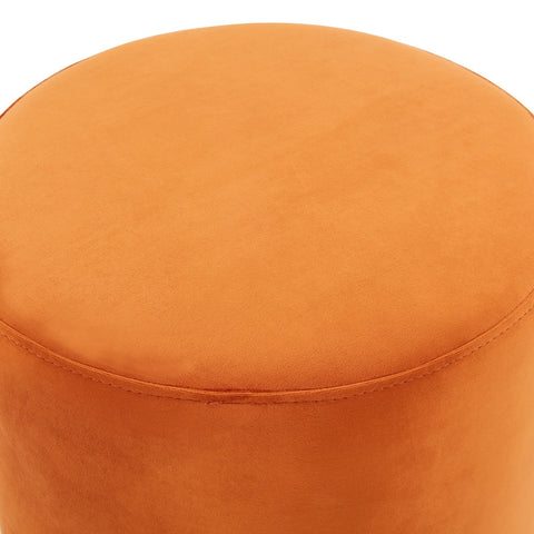 Remmey 16" Round Velvet Ottoman With Gold Base