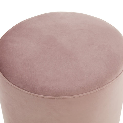 Remmey 16" Round Velvet Ottoman With Gold Base