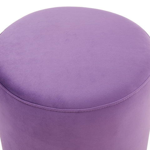 Remmey 16" Round Velvet Ottoman With Gold Base