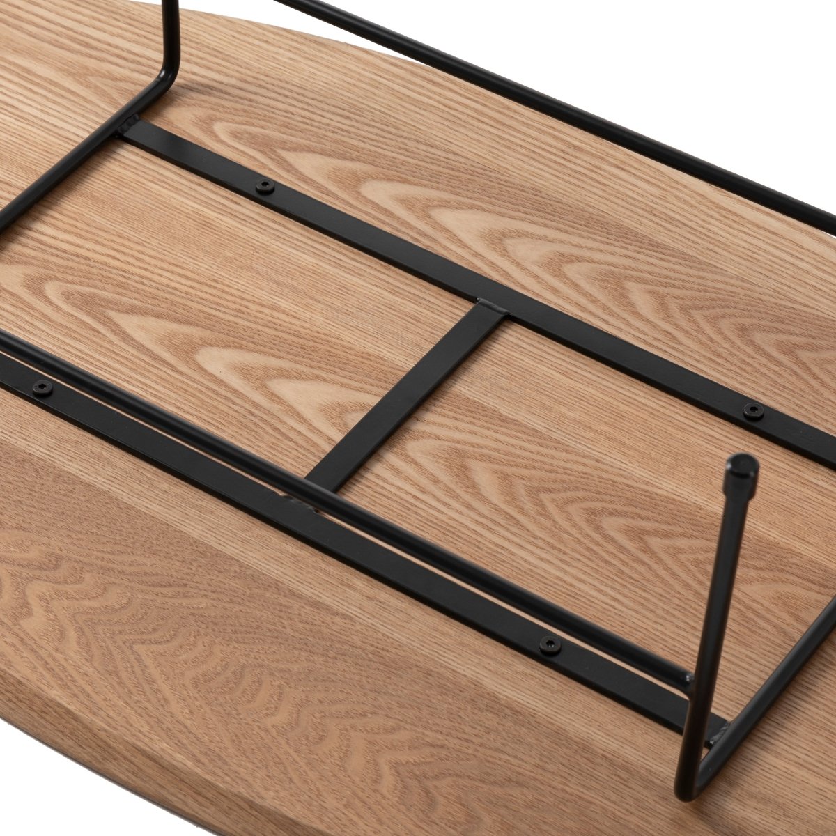 Rossmore Oval Coffee Table with MDF Wood Tabletop in Black/White Steel Frame