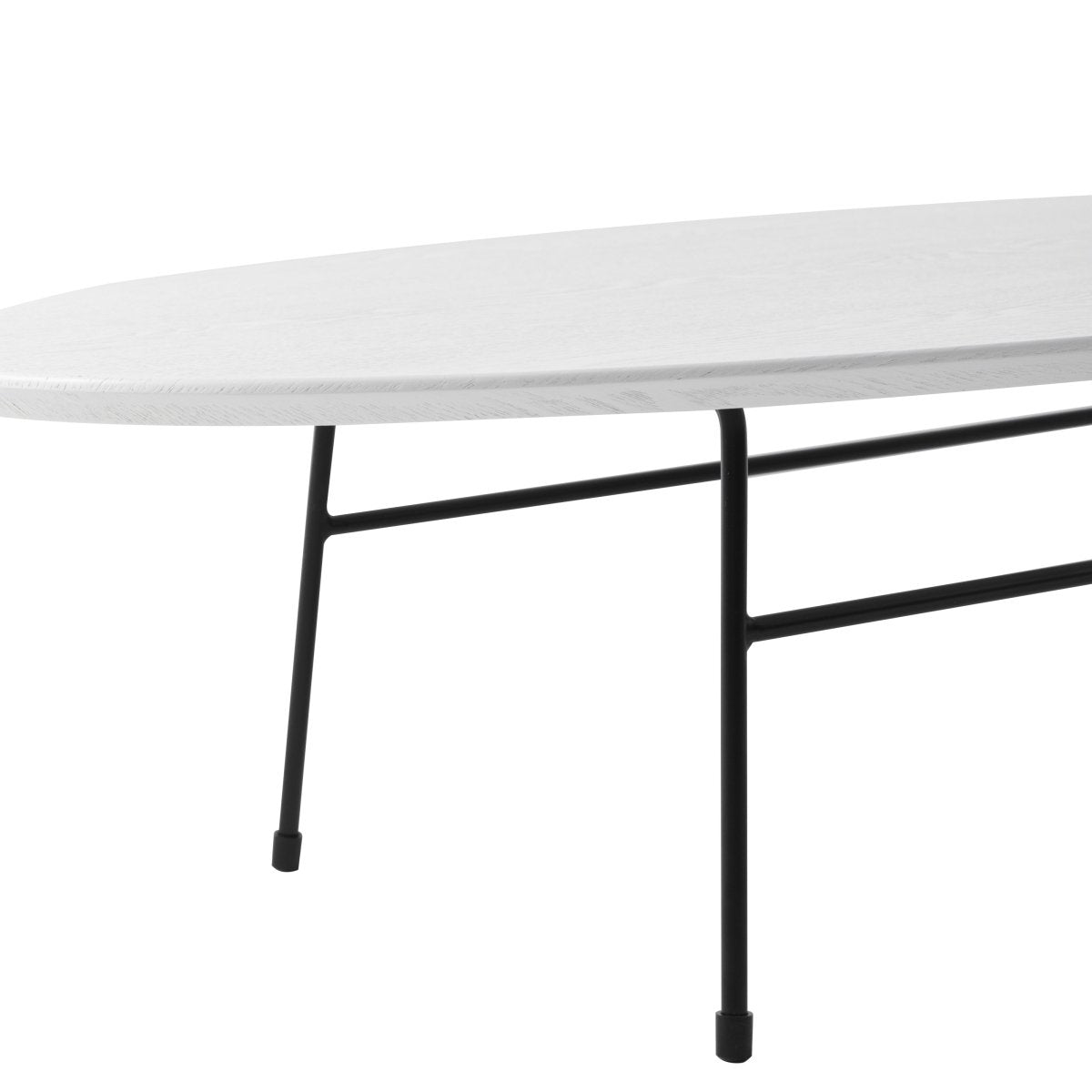 Rossmore Oval Coffee Table with MDF Wood Tabletop in Black/White Steel Frame