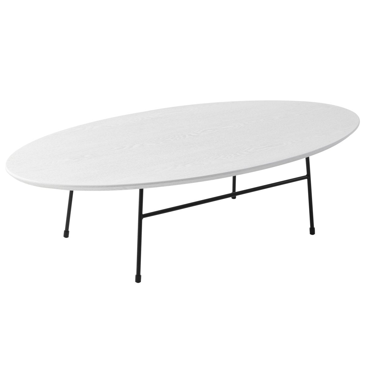Rossmore Oval Coffee Table with MDF Wood Tabletop in Black/White Steel Frame
