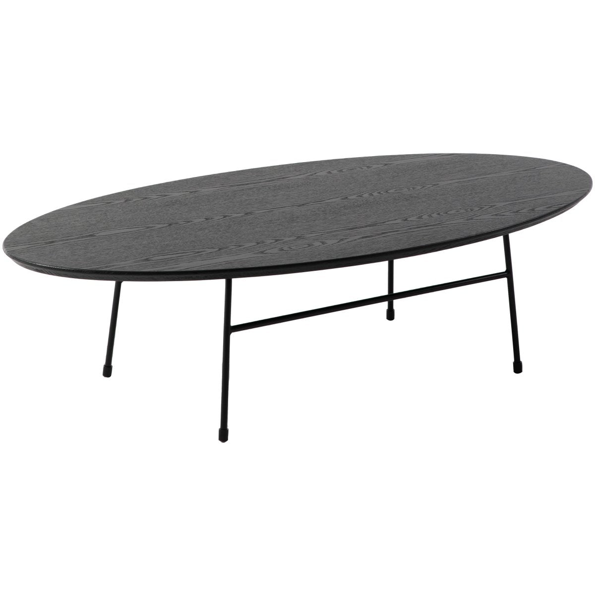 Rossmore Oval Coffee Table with MDF Wood Tabletop in Black/White Steel Frame