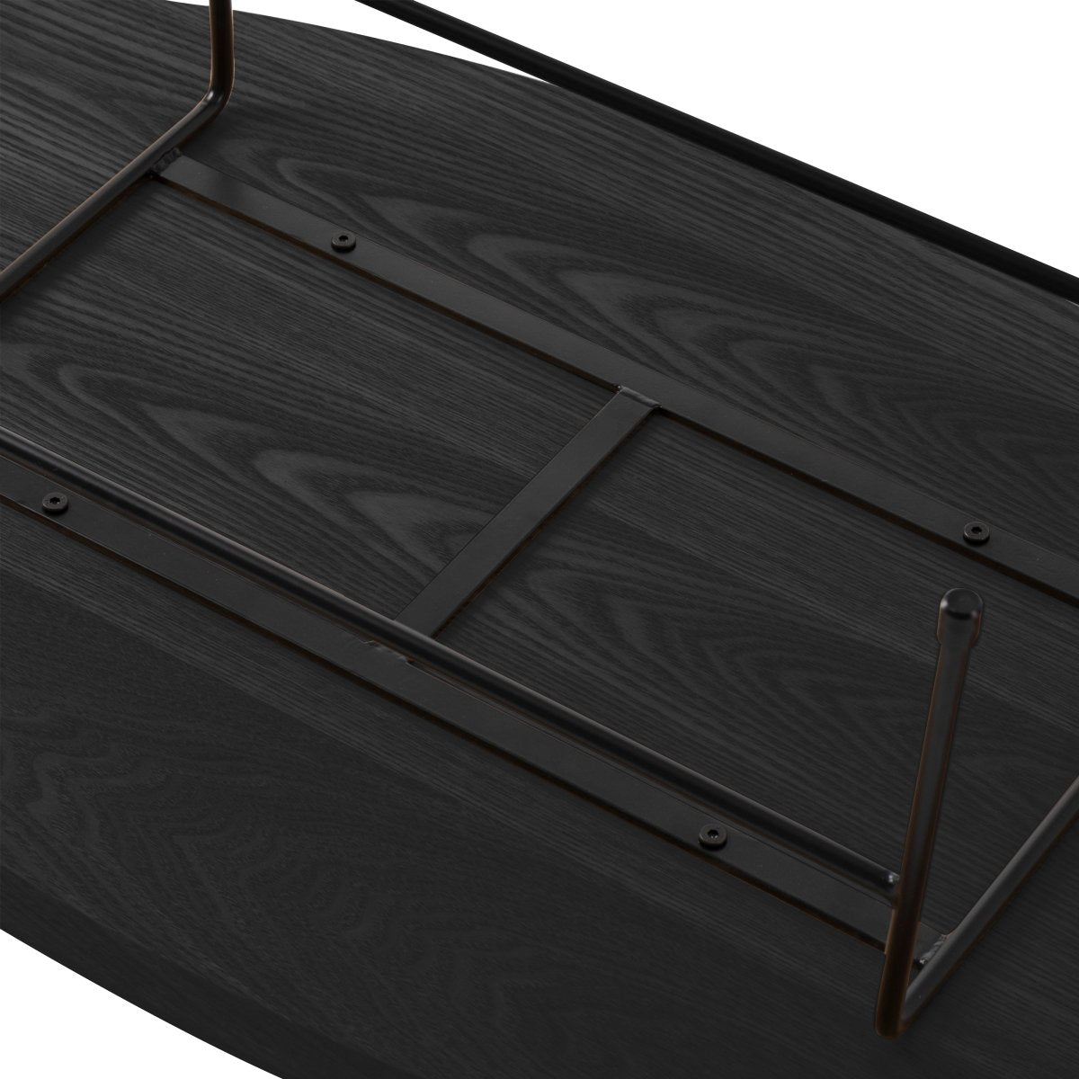 Rossmore Oval Coffee Table with MDF Wood Tabletop in Black/White Steel Frame