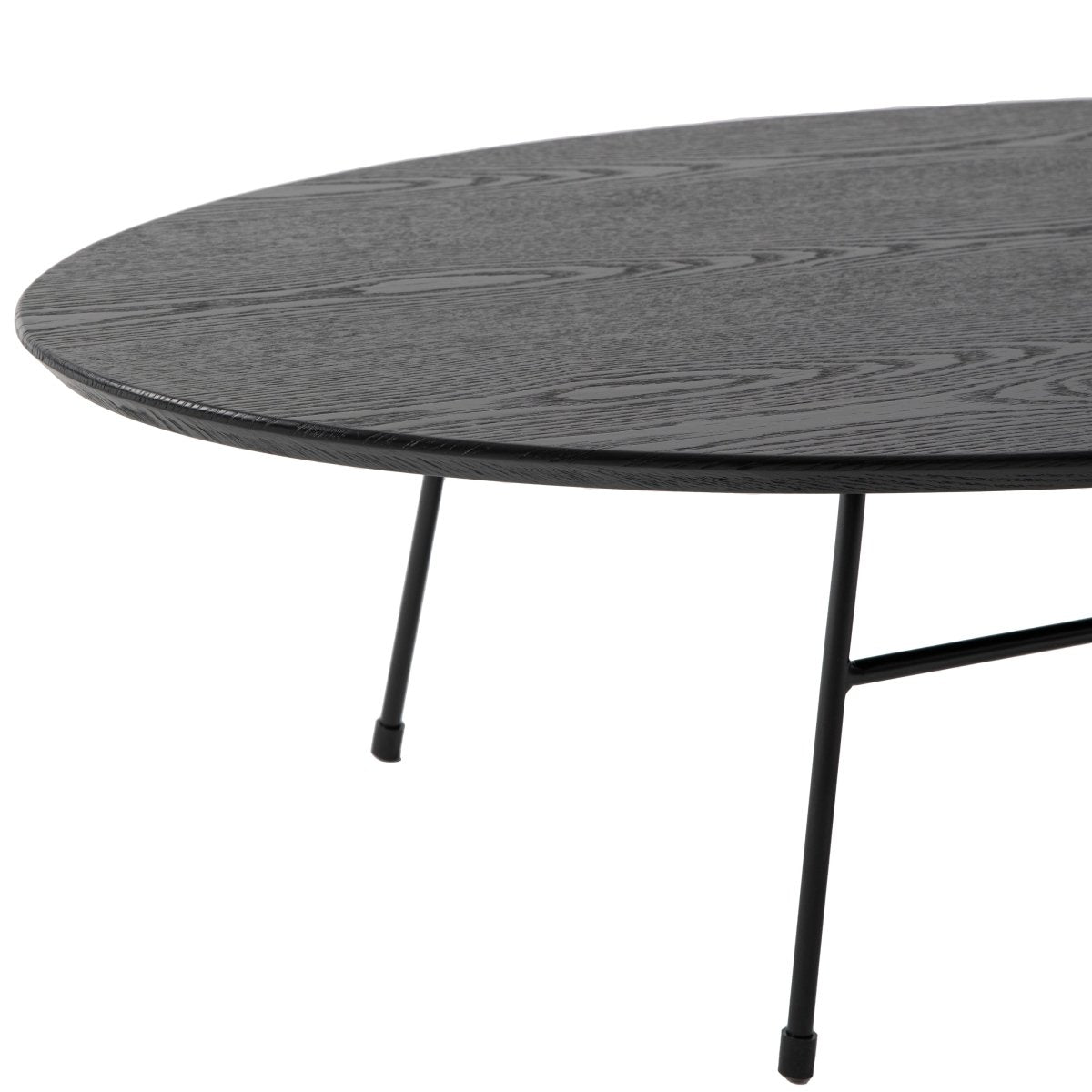 Rossmore Oval Coffee Table with MDF Wood Tabletop in Black/White Steel Frame
