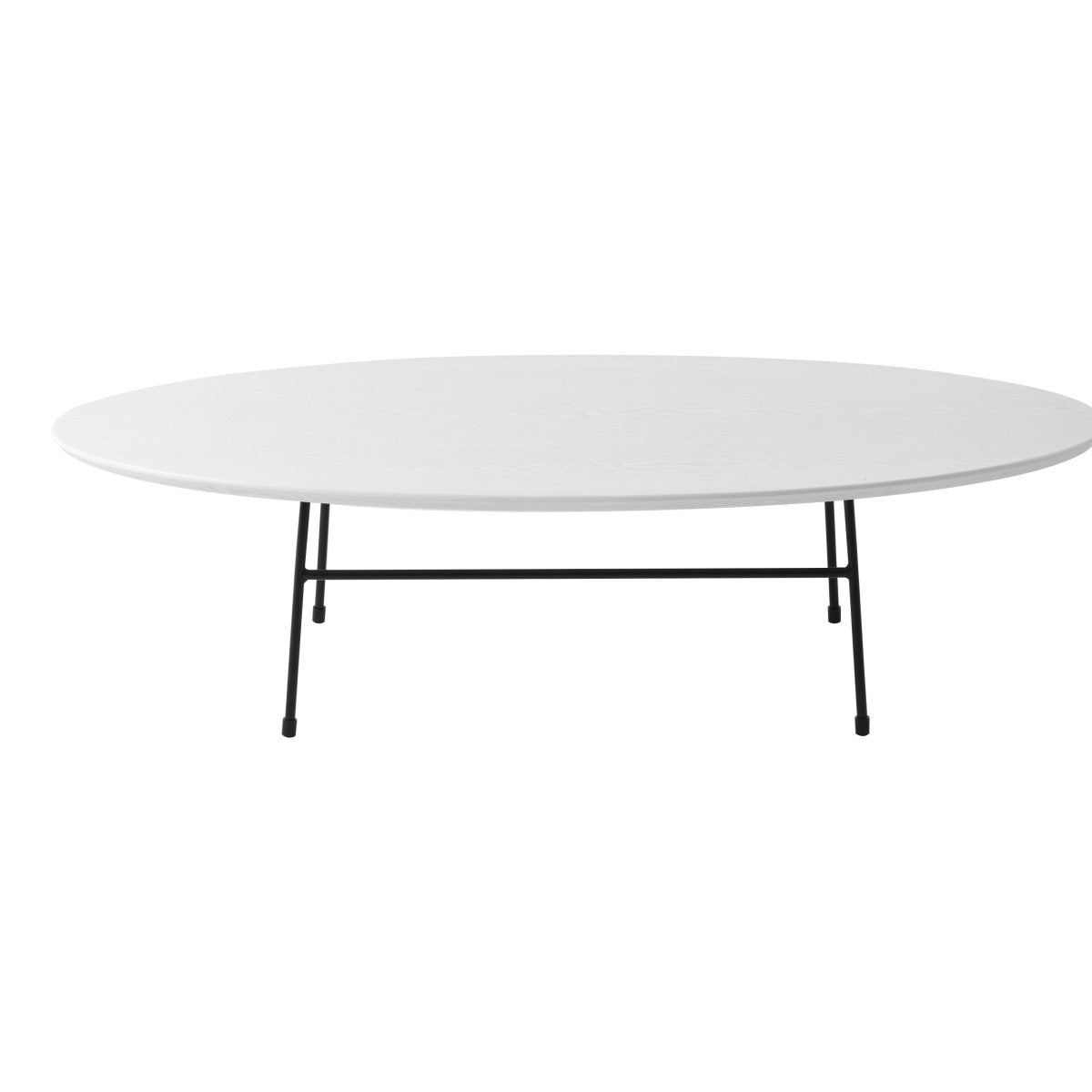 Rossmore Oval Coffee Table with MDF Wood Tabletop in Black/White Steel Frame