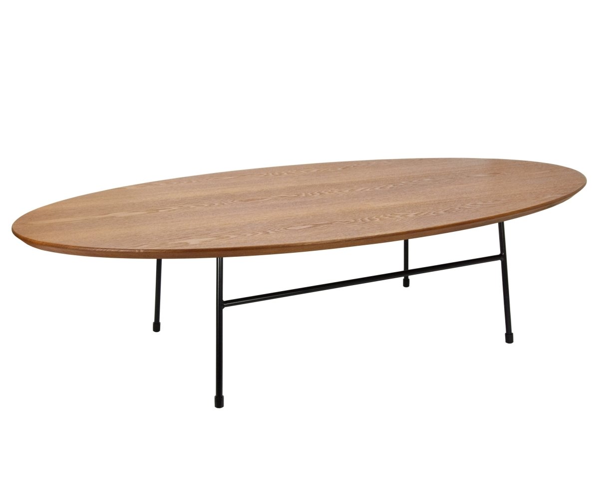 Rossmore Oval Coffee Table with MDF Wood Tabletop in Black/White Steel Frame
