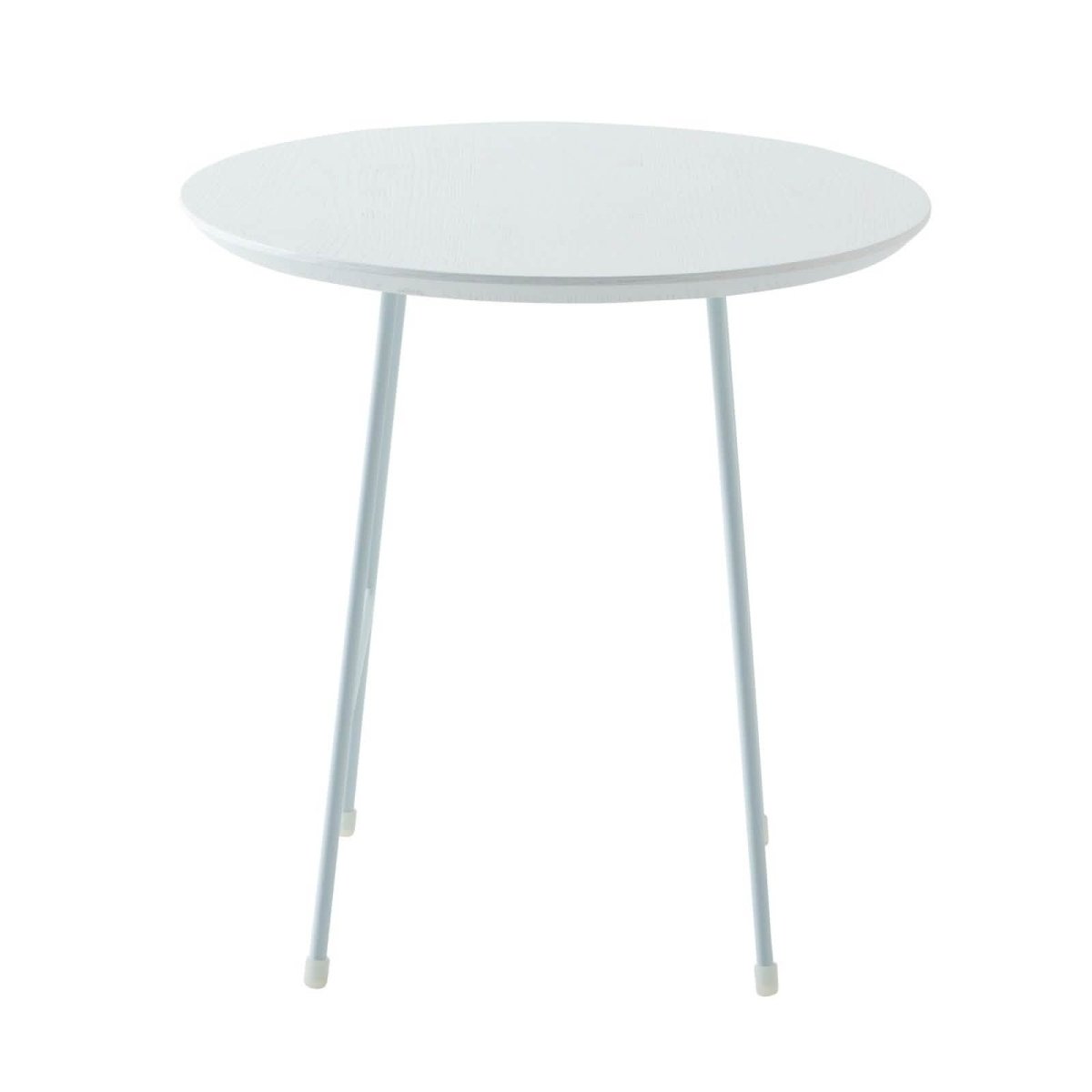 Rossmore Round Side Table with MDF Wood Tabletop in White Steel